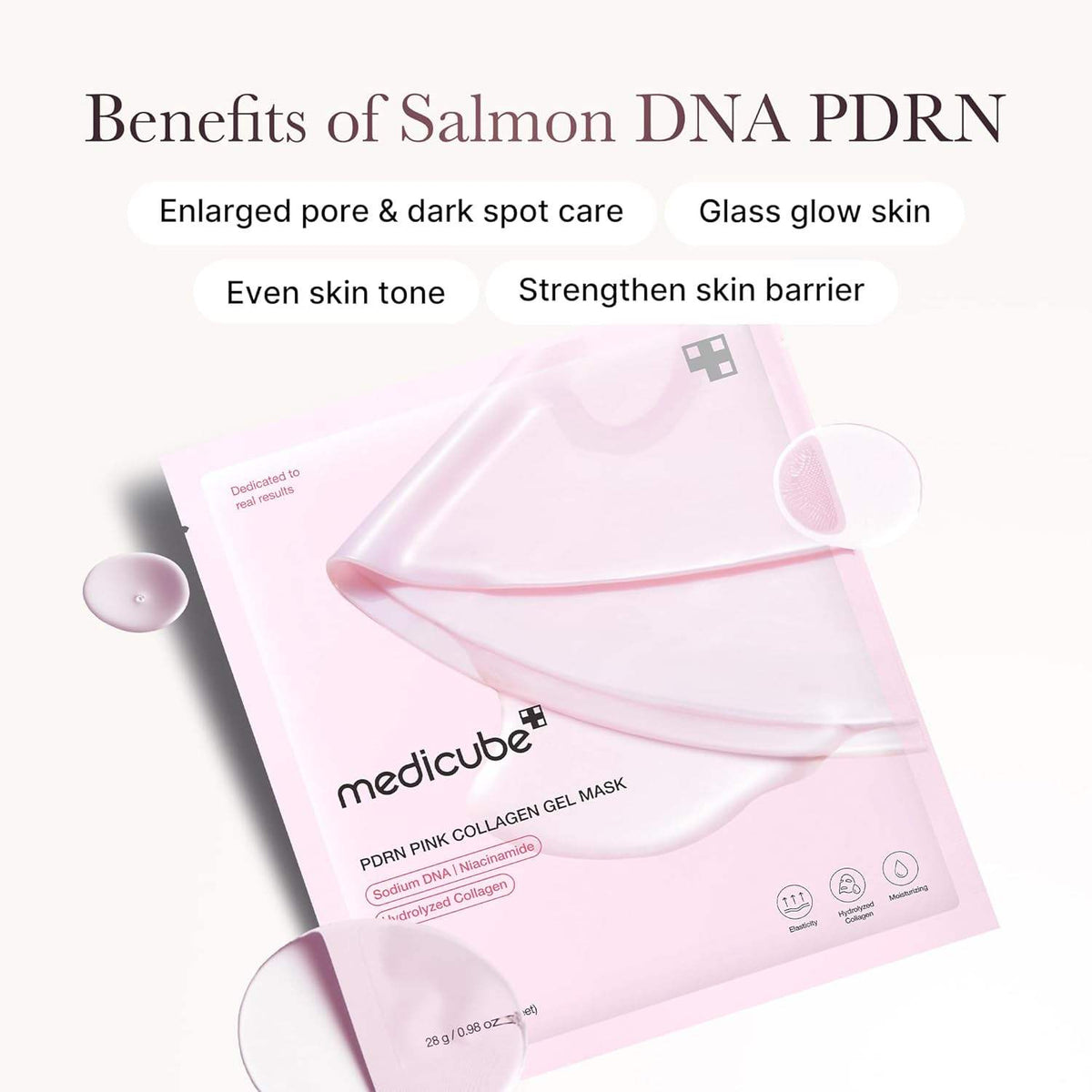 Medicube Salmon pink Sheet Mask Overnight Face Mask Glass Glow Hydrating Firming Moisturizing Anti-Aging All Skin Types 28g 4ea