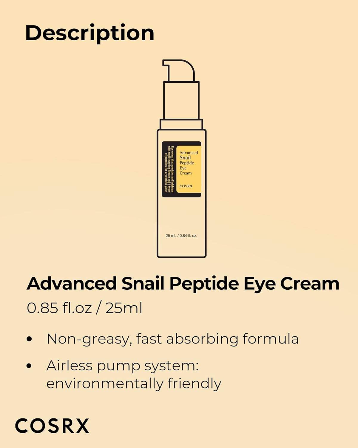 Advanced Snail Peptide Eye Cream 25ml - Made in Korea Snail Peptide Eye Cream