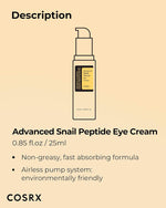 Advanced Snail Peptide Eye Cream 25ml - Made in Korea Snail Peptide Eye Cream