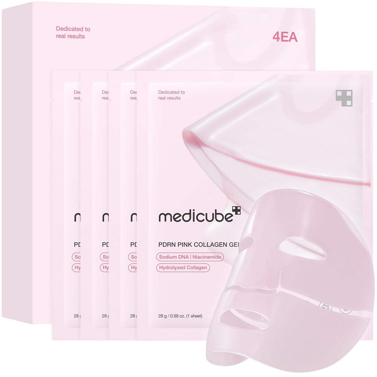 Medicube Salmon pink Sheet Mask Overnight Face Mask Glass Glow Hydrating Firming Moisturizing Anti-Aging All Skin Types 28g 4ea